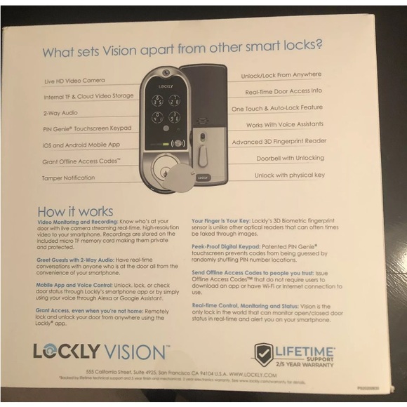 Lockly Vision Satin Nickel Deadbolt with Video Doorbell Smart Lock - Picture 2 of 4